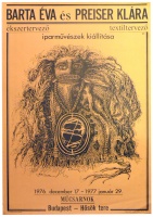 Felvidéki András - Balla Margit (graf.) : Barta Éva ékszertervező és Preiser Klára textiltervező iparművészek kiállítása, 1976, Műcsarnok