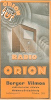 Radio-Orion - Berger Vilmos elektrotechnikai Vállalata, Hódmezővásárhely