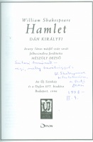 Shakespeare; Mészöly Dezső (ford.) : Hamlet (Mészöly Dezső által dedikált példány)