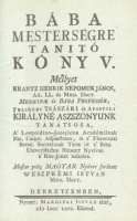 Krantz Henrik Nepomuk János : Bába mesterségre tanitó könyv. (Reprint kiadás.)
