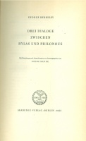 Berkeley, George : Drei Dialoge Zwischen Hylas und Philonous