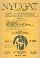 Ignotus (főszerk.) : Nyugat XVII. évfolyam, 17. szám 1924szept.16.