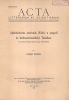 Czógler Kálmán : Aphelocheirus aestivalis (Fabr.) a szegedi és hódmezővásárhelyi Tiszában