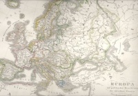 Stieler's Hand Atlas : Europa mit politischer Begränzung der einzelnen Staaten. (Színezett rézmetszetű térkép)