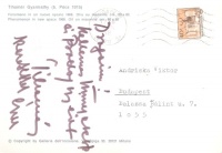 Gyarmathy Tihamér (1915-2005) : - - filctollal írt képes levelezőlapja Andriska Viktornak, 