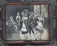 Perez, Alonso (Spanish, 1858-1914) : Polgári táncosok. Citizens' dance. [Szövött selyemkárpit. Woven silk tapestry.]