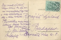 Edvi Illés Aladár festőművész kézzel írott levelezőlapja Komjáti Gyula festőművész feleségének.