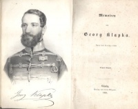 KLAPKA (György), Georg : Memoiren von - -. April bis October 1849. Orig. Ausg.