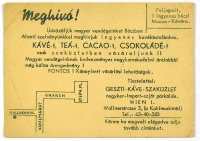 Bécsi Mocca-Kávé kupon a Geszti Kávé Szaküzlettől, Wien I. Wallnerstrasse 3.