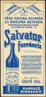 0884. Salvator forrásvíz – Szinye-Lipóczi Salvator-Forrás Vállalat, Budapest.
