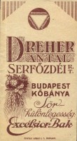 0213. Dreher Bak sör – Dreher Antal Serfőzdéi Rt., Budapest. 