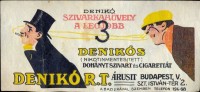 0136. Denikó szivarkahüvely, dohány, szivar, cigaretta – Denikó Rt., Budapest.