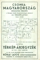 Csonka-Magyarország részletes térképe 23 térképlapon  egyúttal Térkép-Árjegyzék az 1937-1938. tanévre. Kókai Lajos
