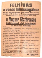 A Magyar Köztársaság kikiáltásának első évfordulójára rendezett ünnepség műsora, Eger, 1947.
