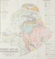 Nopcsa Ferenc, Báró : Geologische Karte von Nordalbanien aufgenommen von Dr. Franz Baron Nopcsa 1905-1916.