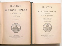 [Platón] : Platonis opera (graece et latine) ex recensione R. B. Hirschigii. Vol. Primum; vol secundum.