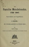 Hensel, S(ebastian) : Die Familie Mendelssohn 1729-1847 I-II.