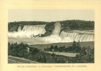 Észak-Amerika: A Niagara vízeséseinek fő látképe. A Schicht Gyár litografált reklámlapja.