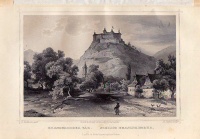 Krasznahorka látképe a várral.  (Rohbock metszete) : Krasznahorka vár. - Schloss Krasznahorka.