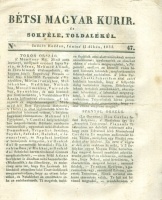 Márton József (szerk.) : Bétsi Magyar Kurir. Nr. 47.