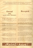 MEINL Gyula R. T. Háztartásgazdasági Tanácsadója - Étrend 1936  szeptember hónapra