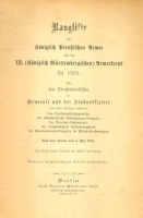 Rangliste der Königlich Preußischen Armee und des XIII. (Königlich Württembergischen) Armeekorps für 1905.