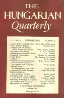 The Hungarian Quarterly. Volume III. Number 2. Summer 1937.