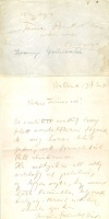 Iványi-Grünwald Béla (1867-1940) festőművész  saját kézzel, tintával írt, aláírt levele. és kézzel címzett levélborítékja Fémes Beck Vilmos (185-1918) szobrász- és ötvösművész részére.  1919 jún. 24.