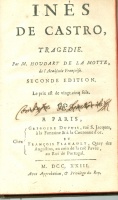 La Motte, Antoine Houdar De : Inés de Castro, Tragedie. Seconde edition.