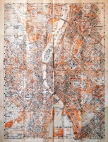 118.   STOITS GYÖRGY:  : „Merre menjek”. Budapest közlekedési térképe. Teljes utcajegyzékkel és az uj villamos állomásokkal.<br><br>[Traffic map of Budapest with street register and tram stations]