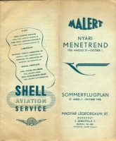 182.   Malert nyári menetrend 1938. március 27. – október 1. / Malert Sommerflugplan 27. Marz – 1. Oktober 1938. [brosúra magyar és német nyelven]<br><br>[Malert flight summer timetable] : 