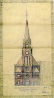 Korponay János : Ref. templom homlokzat. Budapest Erzsébetváros 1909.