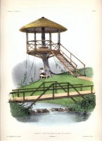 Petit, Victor : Cabane et pont rustiques du parc de la Motte.