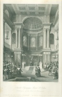 Shepherd, T.[homas] H.[asmer] (1793-1864) : Jewish Synagogue, Great St. Helens - Celebration of the Feast of Tabernacles.