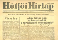 Hétfői Hírlap Független Nagyar Lap. 1956. október 29. I. évfolyam, 4. szám.