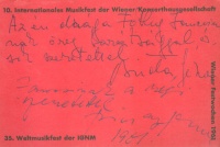 Anda Géza (1921 – 1976) magyar zongoraművész, zenepedagógus és Fricsay Ferenc (1914 – 1963) magyar karmester dedikációi.