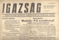 Igazság - A Forradalmi Magyar Honvédség és Ifjúság Lapja. I. évfolyam 7. szám. 1956. november 1.