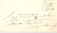 Darányi Ignácz (1849-1927) magyar jogász, agrárpolitikus, nagybirtokos, miniszter, névjegykártyája autográf soraival.
