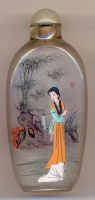Ladies. Chinese inside hand painted glass snuff bottle