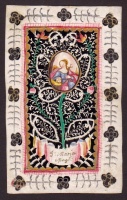 Szent Mária Magdolna - Pergamen csipkekivágású és kézi festésű szentkép. Spitzenbild.