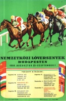 Pál György (graf.) : Nemzetközi lóversenyek Budapesten 1958.   [Villamosplakát]