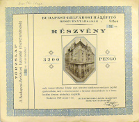 Budapest-Belvárosi Házépítő Részvénytársaság 3200 Pengő részvénye, 1929.
