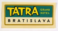 Grand Hotel TATRA Bratislava. [Bőröndcímke, luggage sticker ca. 1965] 