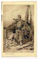 Boldog újévet!  -  1. világháborús katona, tüzér, zászlós, trombitás.  