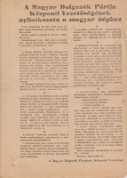 A Magyar Dolgozók Pártja központi vezetőségének nyilatkozata a magyar néphez. 1956. okt. 26.