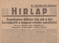 HIRLAP. 1948. jan. 23. - Szombaton délben írja alá a két kormányfő a magyar-román szerződést