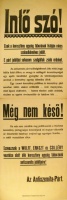 Intő szó! [Az Antiszemita-Párt választási kampányplakátja 1920.] 