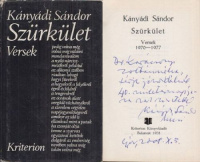 Kányádi Sándor : Szürkület - Versek 1970-1977. (Első kiadás, Dedikált)