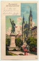 Budapest. Petőfi szobor és Görög templom. - Petöfi Monument u. greich. kirche.