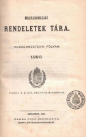 Magyarországi rendeletek tára 1890. I. kötet.